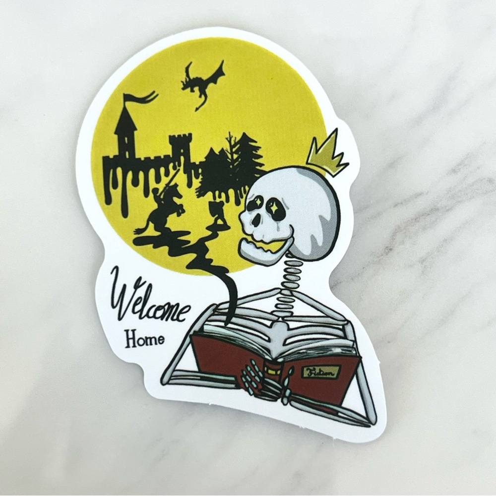 5/$10 Waterproof Vinyl Stickers Skeleton Welcome Home Spooky